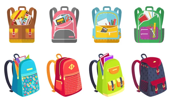 Colored School Backpack Back to School — Stock Vector