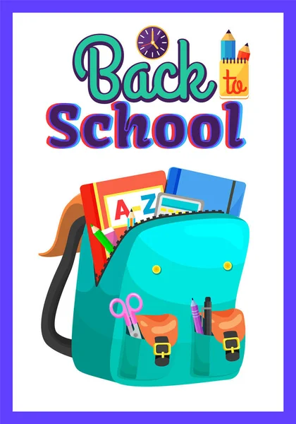 Sac à dos scolaire coloré Retour à l'école — Image vectorielle