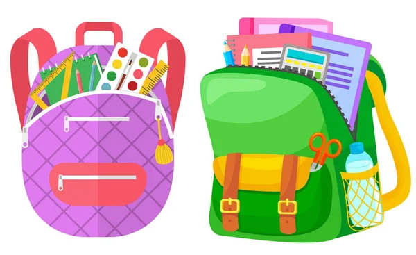 Colored School Backpack Back to School — Stock Vector