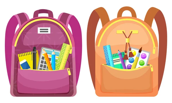 Sac à dos scolaire coloré Retour à l'école — Image vectorielle