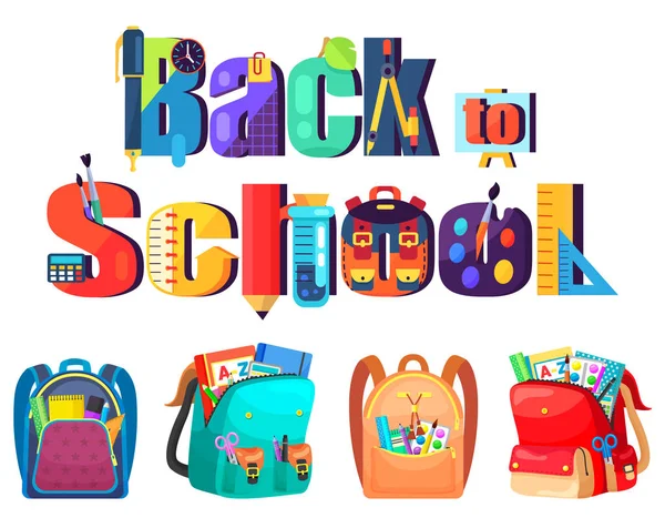 Zaino colorato della scuola Ritorno a scuola — Vettoriale Stock