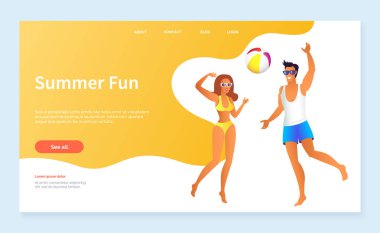 Voleybol Oynayan Çiftin Yaz Eğlencesi Tatili