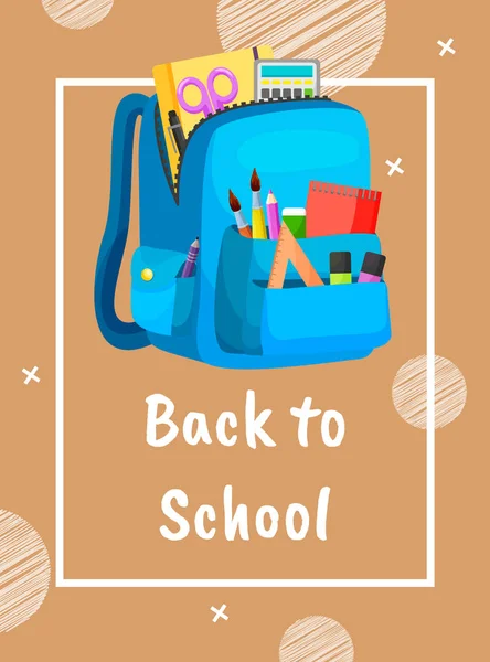 Sac à dos scolaire coloré Retour à l'école — Image vectorielle