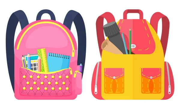 Sac à dos scolaire coloré Retour à l'école — Image vectorielle