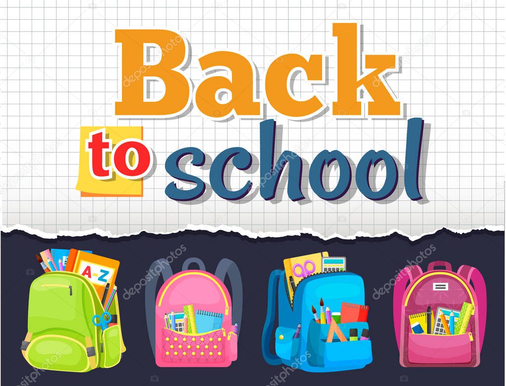 Colored School Backpack Back to School
