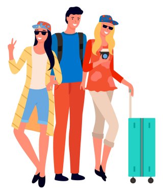 Arkadaş Şirketi Birlikte Tatile Çıkıyor Vektör