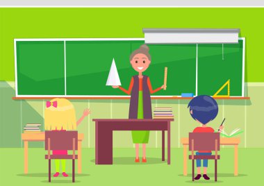 Math Lesson, Teacher and Pupil, School Vector