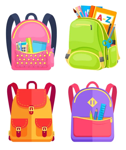 Рюкзак для цветной школы — стоковый вектор