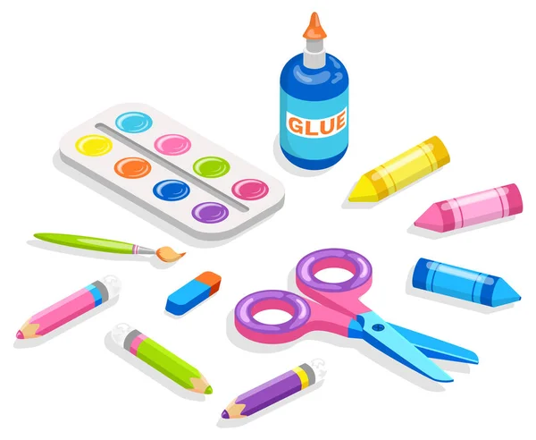 School Supplies for Painting and Application, Glue — Wektor stockowy