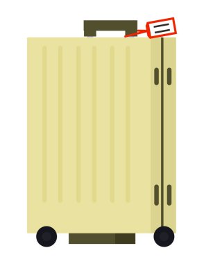 Tag Vector Image ile Tekerlekler Üzerinde Sarı Bavul