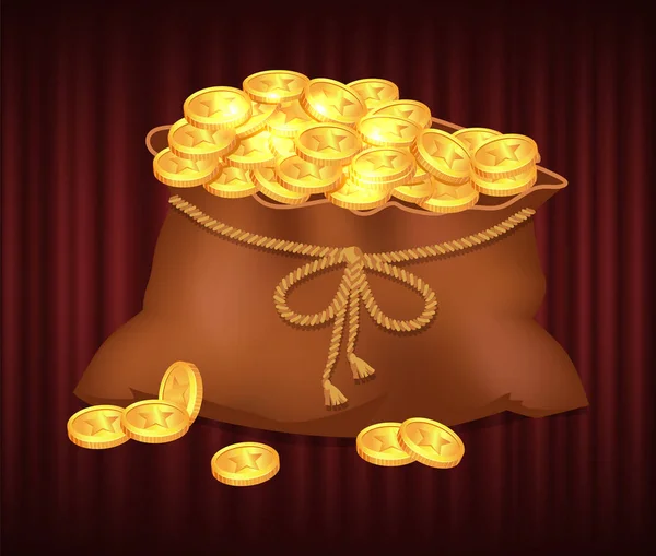 Золото и богатство в мешке, мешок с деньгами — стоковый вектор