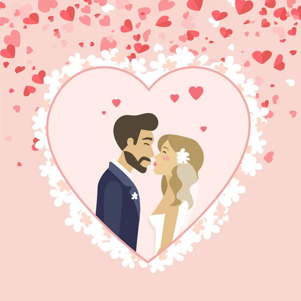 Man and Woman on Wedding Day People in Love Vector — 스톡 벡터