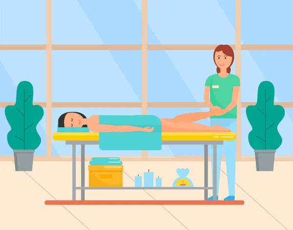 Massage procedure in Spa schoonheids salon, voetverzorging — Stockvector