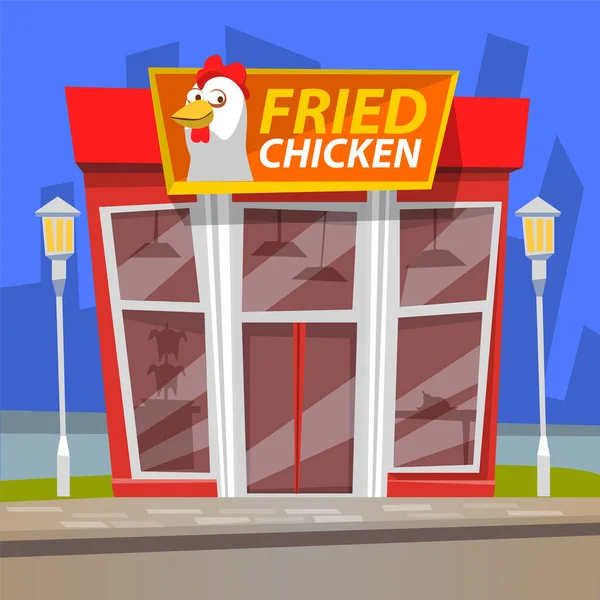 Fast-Food-Restaurant, urbanes Café, Hühnervektor — Stockvektor