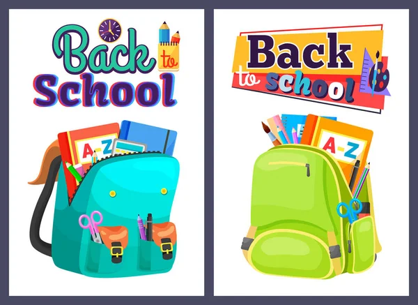Farbenfroher Schulrucksack zurück zur Schule — Stockvektor