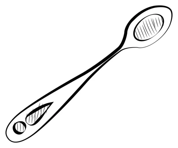 Boceto de cuchara, Esquema de cubiertos, Vector de cucharadita — Vector de stock