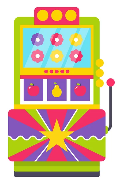 Máquina retro con joystick con flores de colores — Vector de stock