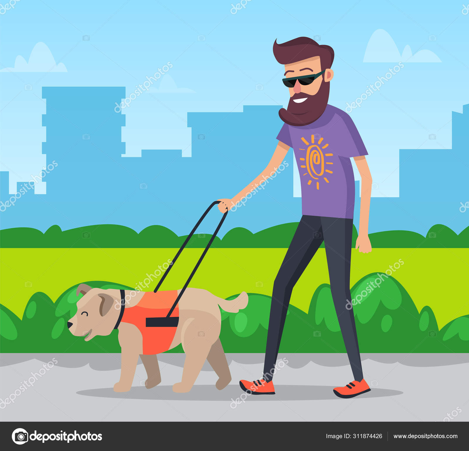 Man Walking with Dog in City Park Stock Vector Image by ©robuart #311874426 Man Walking with Dog in City Park Stock Vector Image by ©robuart #311874426