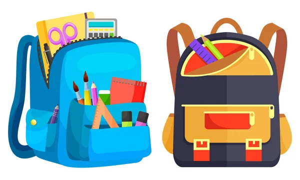 Sac à dos scolaire coloré Retour à l'école — Image vectorielle