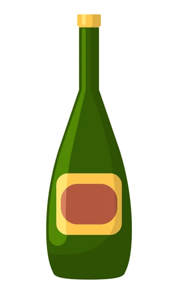 Champán o vino en botella, bebida alcohólica Vector — Vector de stock