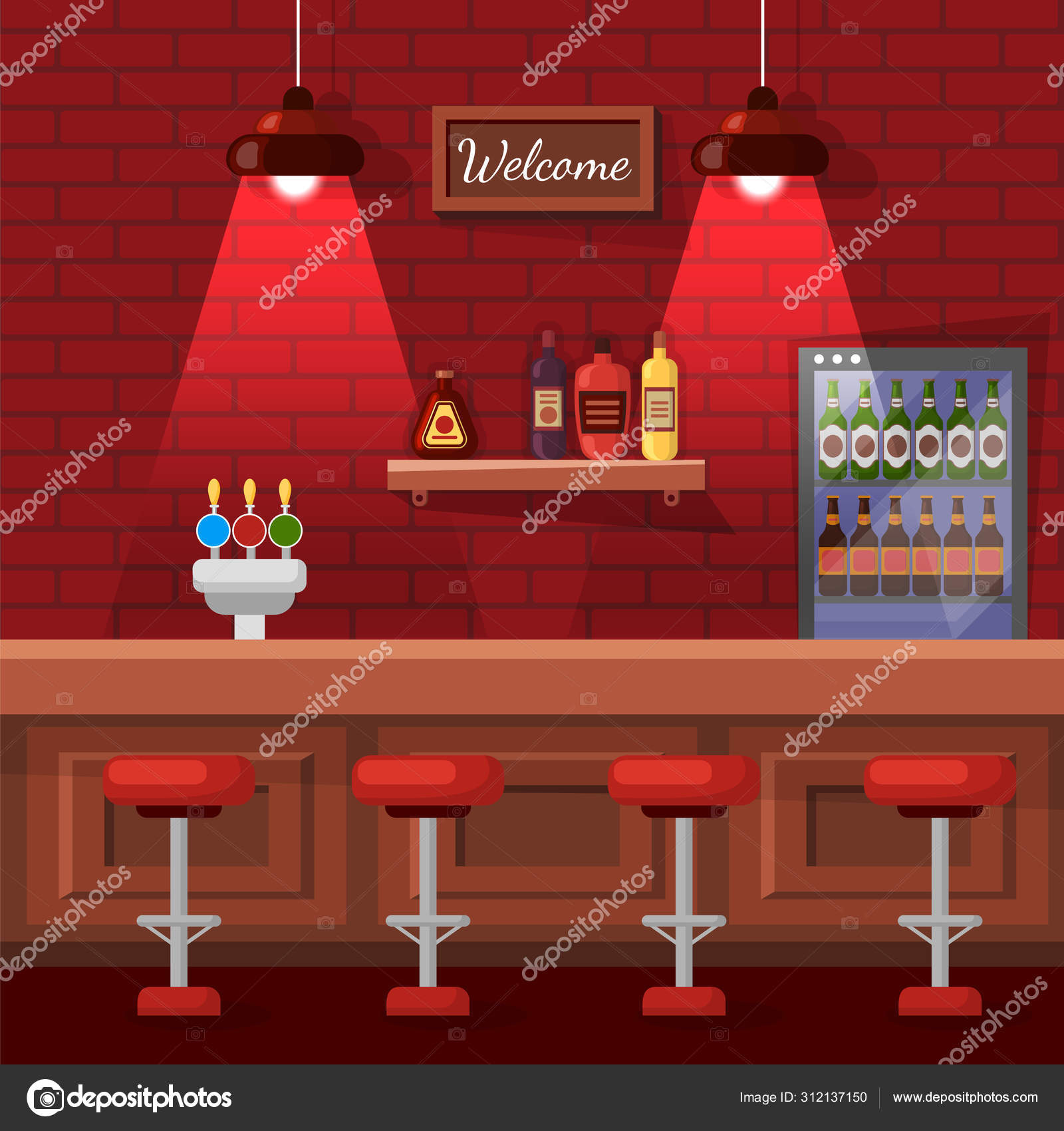 Bar interior Vector Art Stock Images | Depositphotos