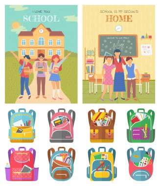 Back to School, Education for Students Bags Set