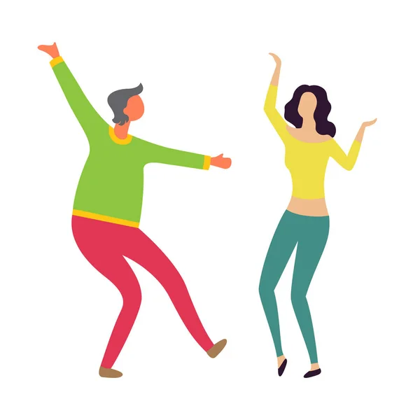 Άνδρες και γυναίκες χορευτές που κινούνται μαζί διάνυσμα — Διανυσματικό Αρχείο