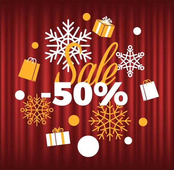 Vánoční prodej 50 procent snížení ceny Zimní — Stockový vektor
