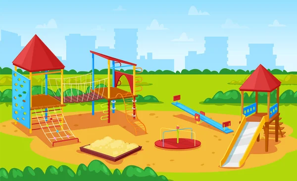 Parque infantil para niños Paisaje urbano, City Yard Park — Vector de stock