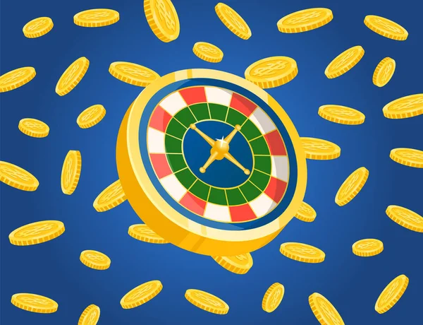 Casino en geld, Spinning Wheel, Roulette Vector — Stockvector