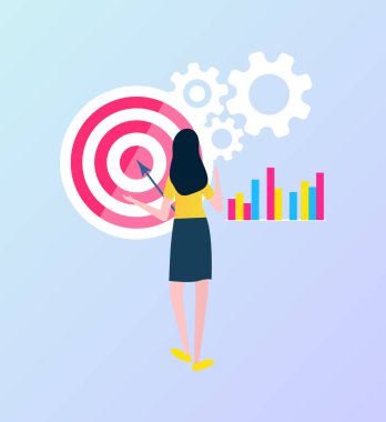 Kadın Target and Cogwheel 'e bakıyor, Grafikler