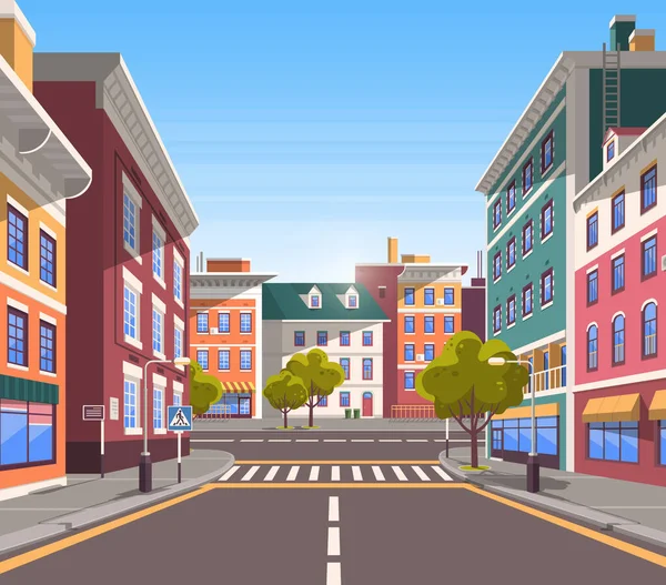 Modern City Street, Realistic Tranquil Town Look — Stock Vector