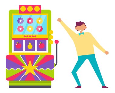 Klasik Oyun Makinesi Vektörü Oynayan Adam