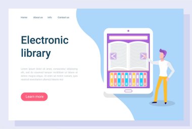Çevrimiçi, İnsan ve E-Kitap Vektörü Okuma Sitesi
