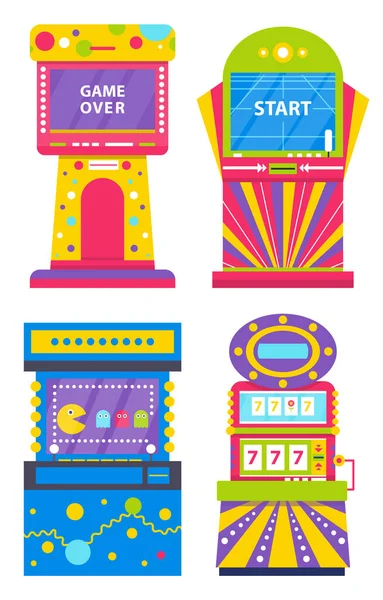 Ensemble de machines de jeux colorées, Arcades vectorielles — Image vectorielle
