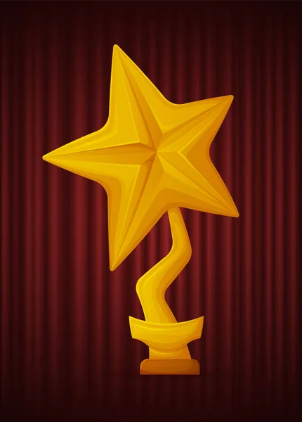 Golden Trophy in shape of Yellow Star Vector Image — ストックベクタ