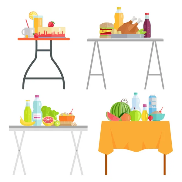 食物及饮食健康的咖啡桌 — 图库矢量图片