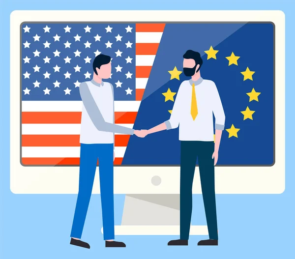 Usa και Σχέσεις Ευρώπης Εταίροι Συνάντηση Διάνυσμα — Διανυσματικό Αρχείο