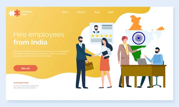 Contratación de empleados de la India Reunión Entrevista Web — Vector de stock