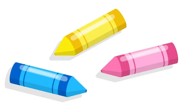 Lápis ou ferramenta de desenho, fornecimento de artigos de papelaria escolar — Vetor de Stock