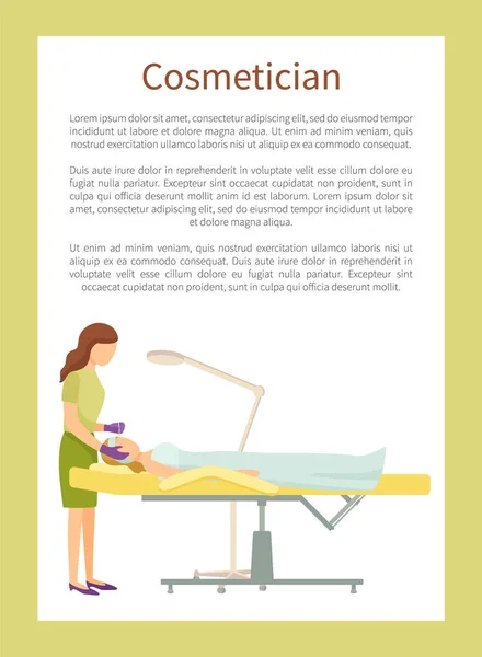 Cosmetician poster vrouw maakt cosmetische procedures — Stockvector