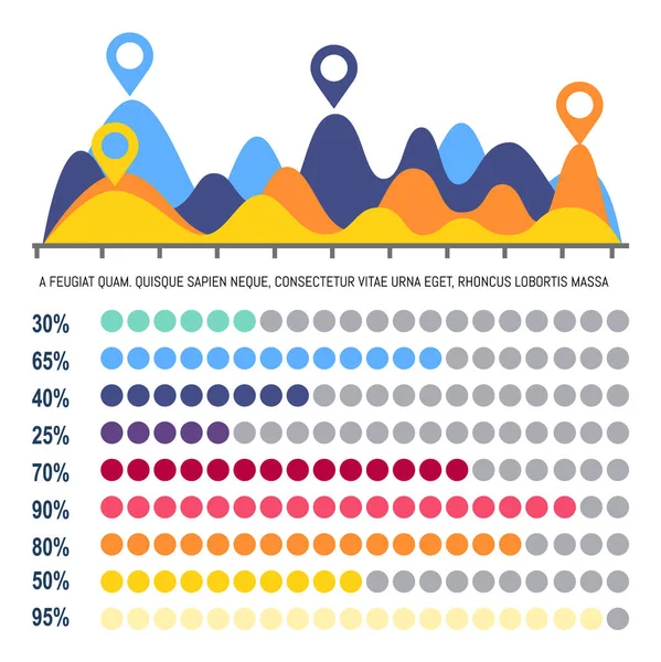 Infografías Diagrama de flujo con información porcentual — Vector de stock