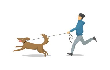 Evcil Köpek ve Sahibi Ayrı Vektör Çalıştırıyor