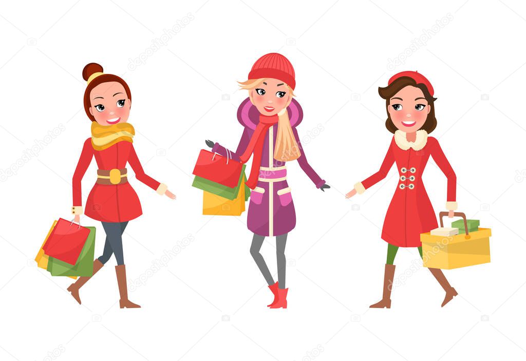 Christmas Shopping, Female Girlfriends Shoppers