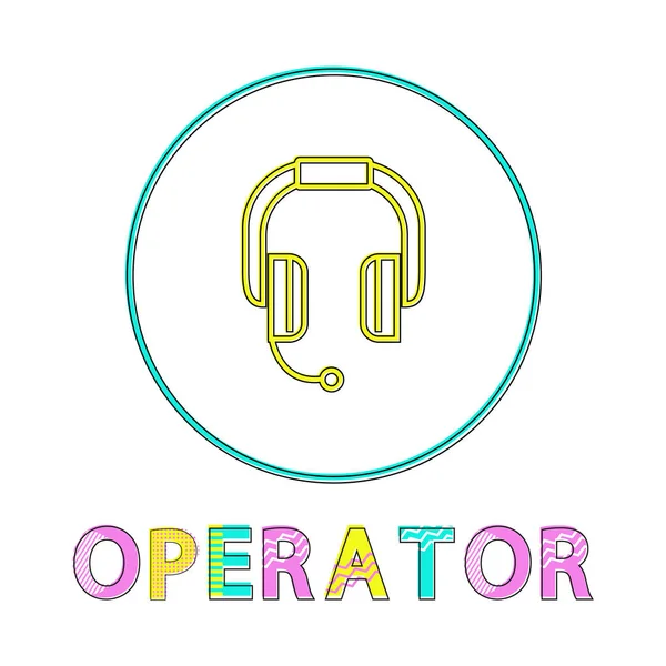 Headphone Operator Depict Icon in Linear Style — Stock Vector