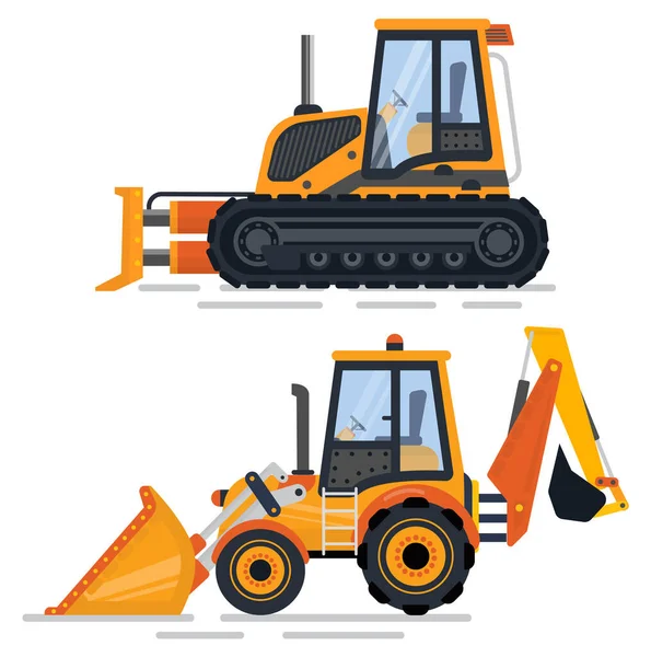 Construction Machinery, Bulldozer Automobile Set — ストックベクタ