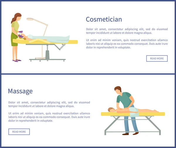 Cosmetician en Massage Spa procedures masseur — Stockvector