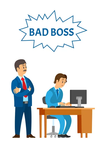 Bad Boss Líder de Empresa e Trabalhador Vector — Vetor de Stock