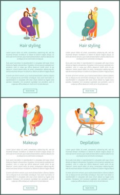 Saç Şekillendirme Stilistler ve Visagiste Set Vektör