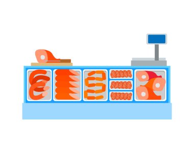 Satıcı Counter kasaplık gıda ürünleri et dolu